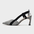 Small Pointed Toe Plaid Fashion High-heeled Sandals Bow Knot Women's Sandals All-match Almond Shoes Women