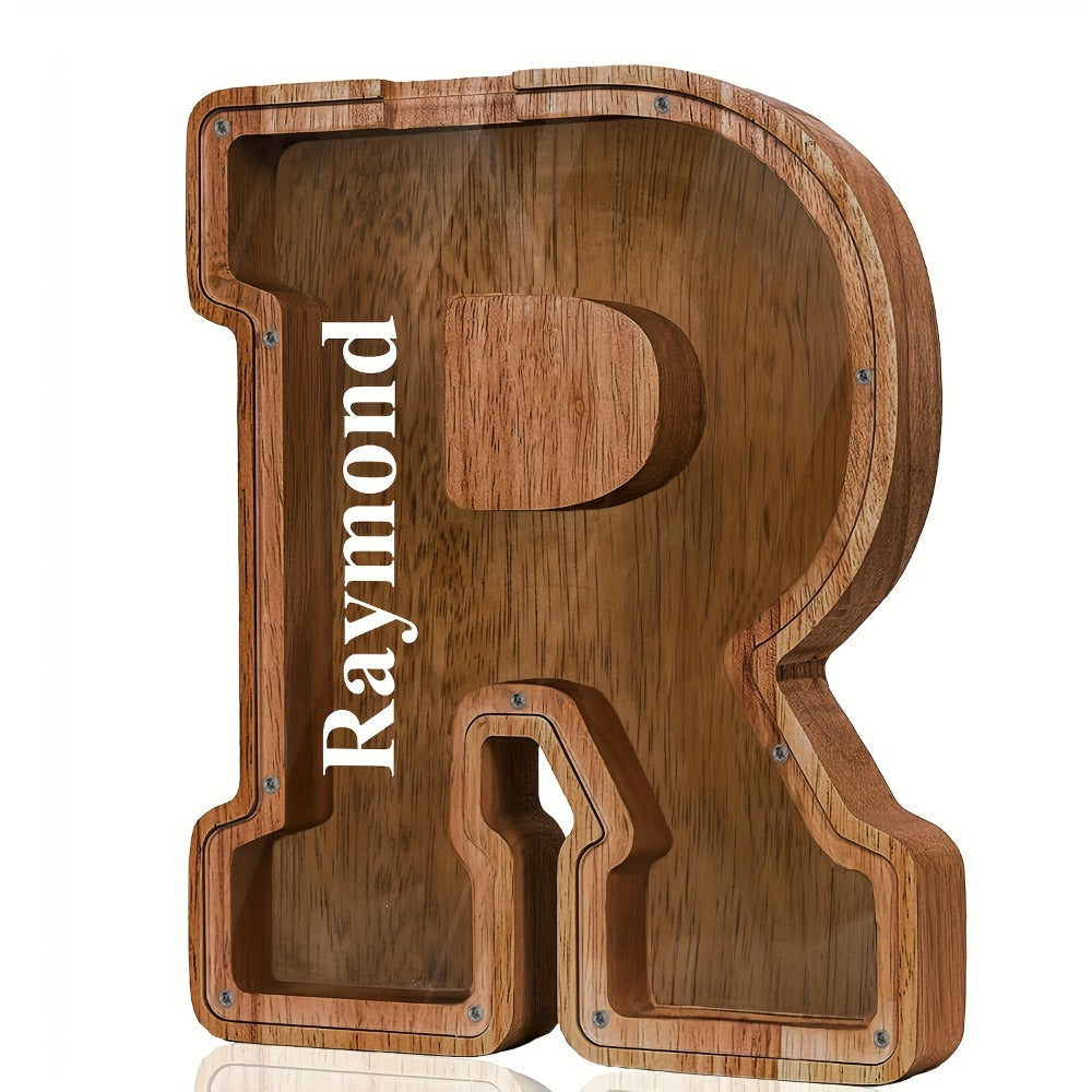 Personalized Wooden Piggy Bank for Kids – A-Z Alphabet Letter Initial Coin & Bill Savings Bank for Boys & Girls — image 26