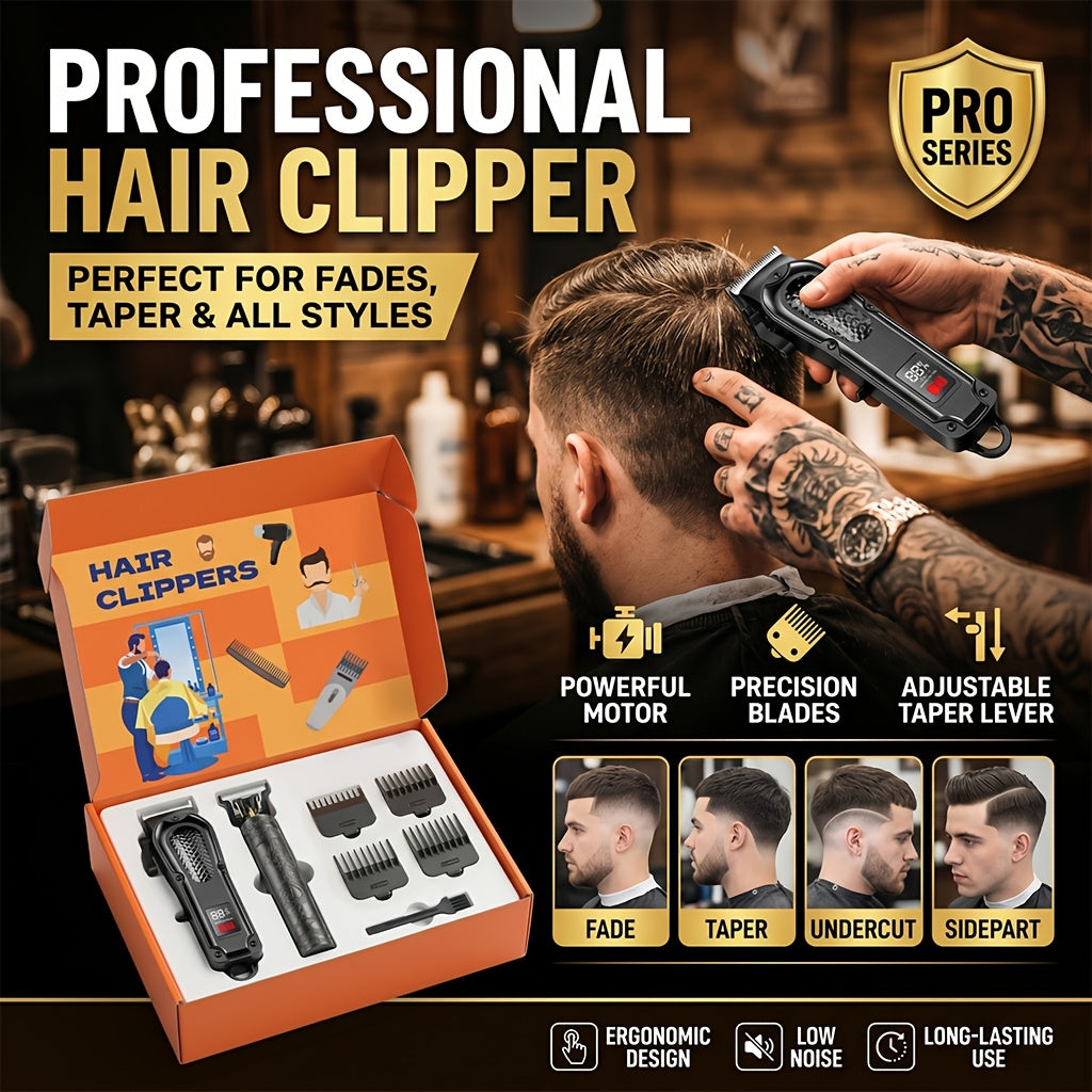 2-Piece Hair Clipper Set with Full-Size Clipper, Detail Trimmer, Guide Combs and USB Charging Accessories — image 33