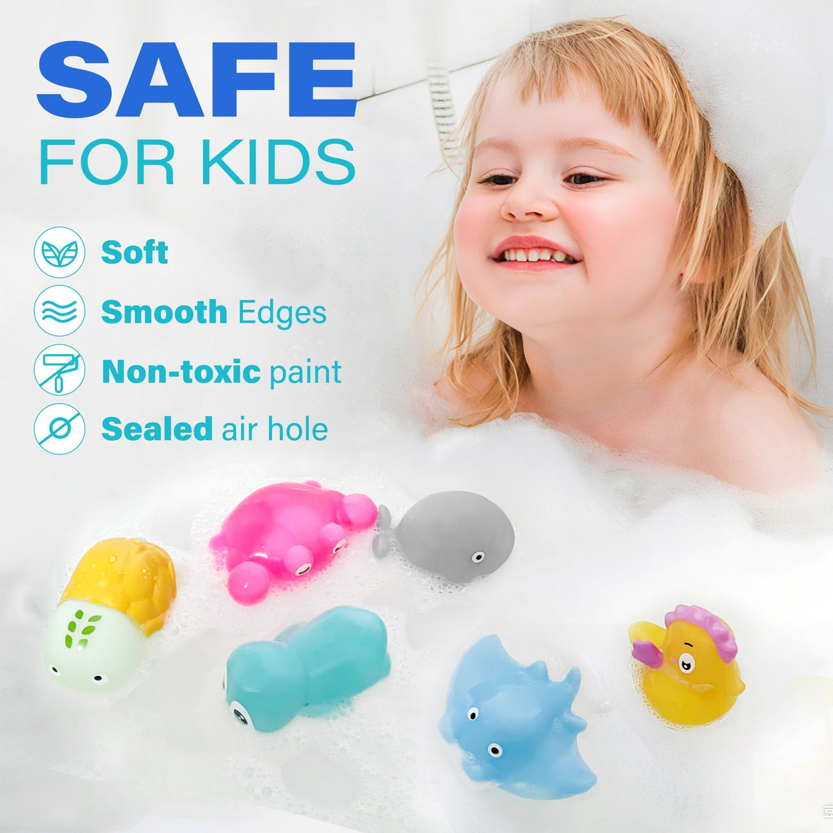 Six-Piece No-Hole Color-Changing Sea Animal Bath Toy Set with Six Shapes for Supervised Water Play — image 4