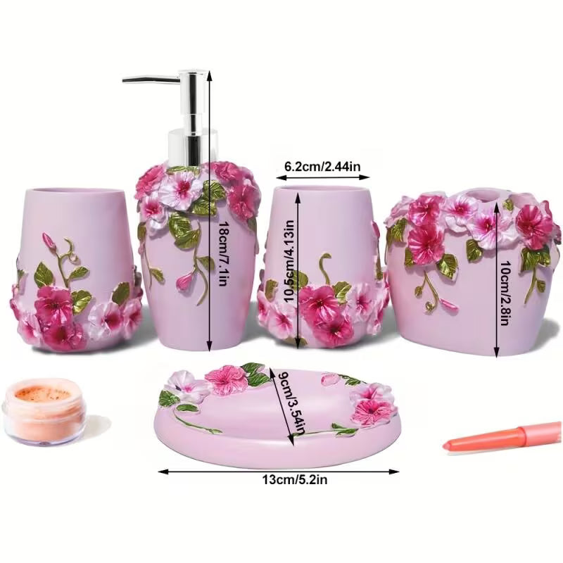 5-Piece Vintage Bathroom Accessories Set with Soap Dispenser