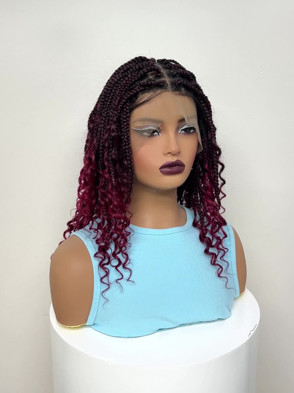 Sixteen-Inch Braided Wig with Full Lace Cap, Curly Ends and Four Black or Multicolor Checkout Options — image 12