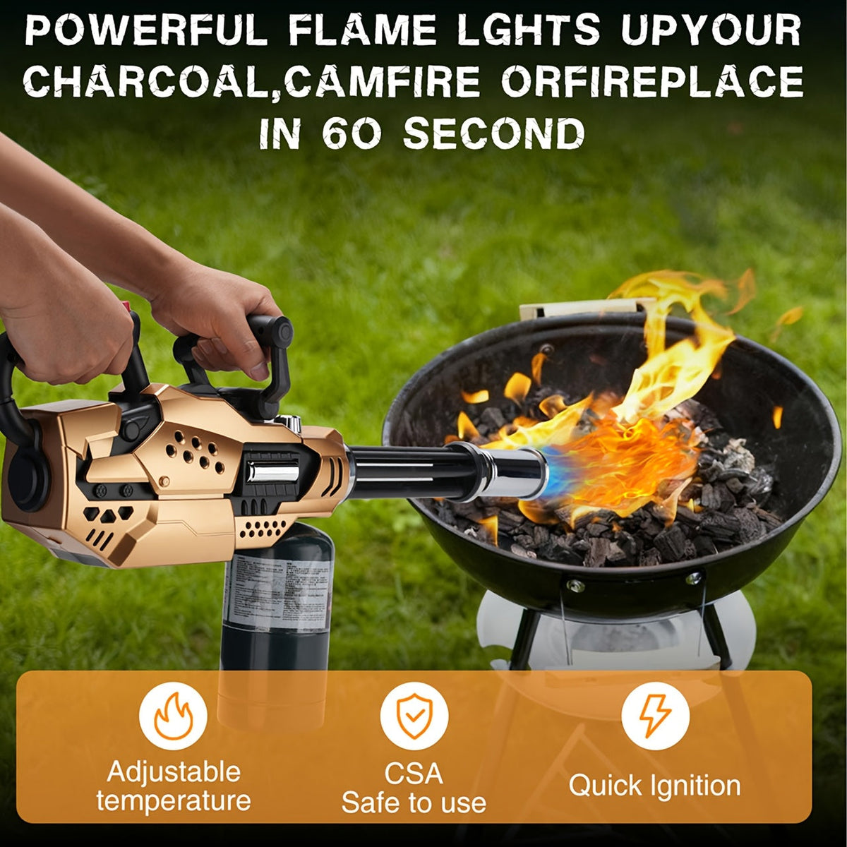 Cooking Torch Butane Blow Torch with Adjustable Flame & Detachable Design, Kitchen Culinary Torch for Creme Brulee — image 2