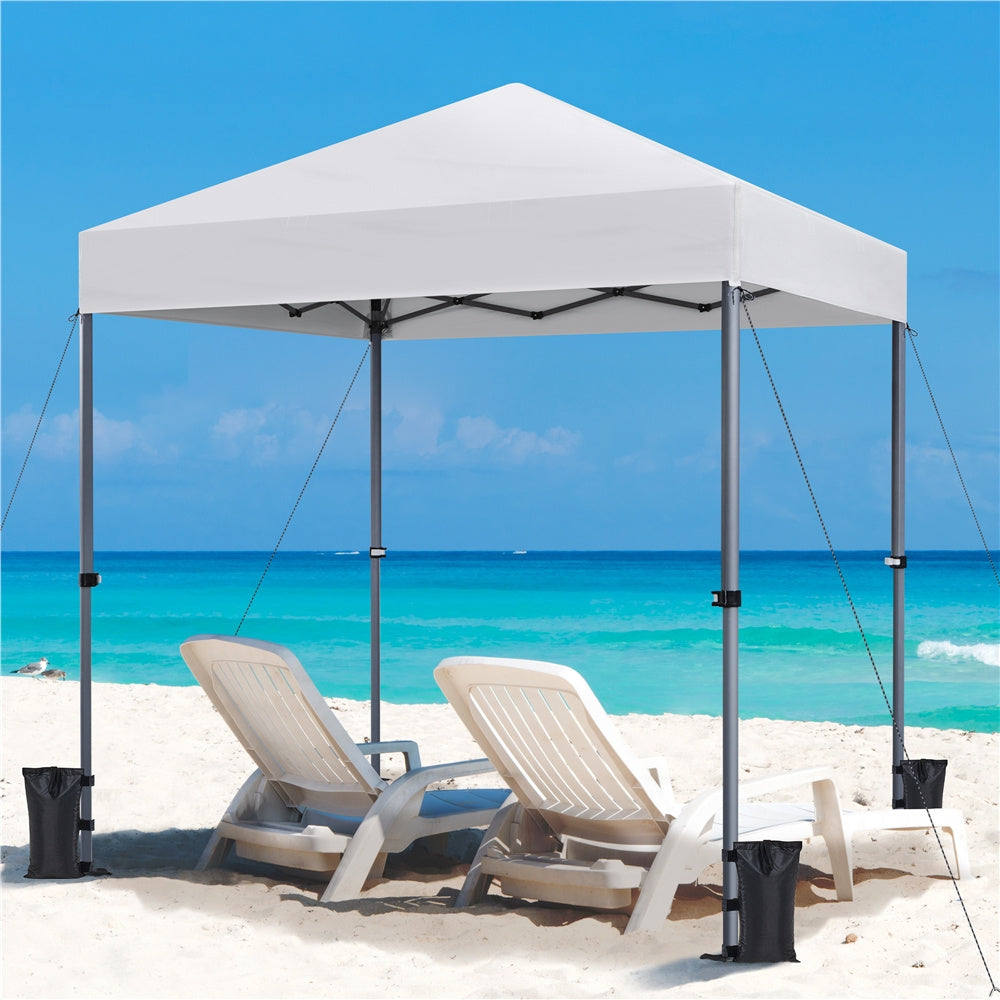 Pop Up Canopy One-Push Lock UPF 50+ Height Adjustable Instant Canopy Tent with Roller Bag, Guy Lines & Ground Anchors for Par
