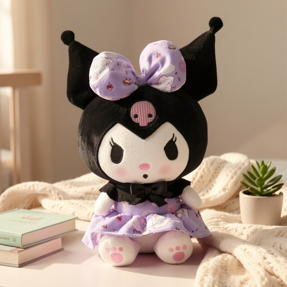 Stuffed Animal Gothic Character Doll with Skull Embroidery, Floral Bow, Princess Dress and Two Colors — image 7