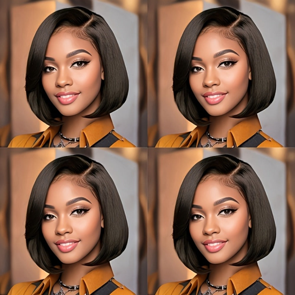 Synthetic Wig 8-Inch Curly-Wavy Brown Highlight Bob with Adjustable Rose Net Cap for Daily Styling — image 6
