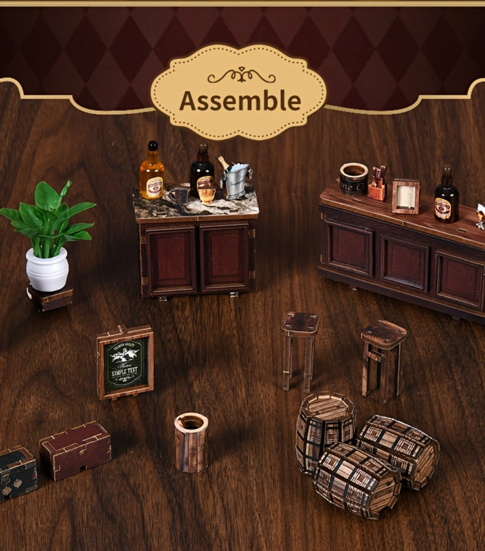 Corner Lounge Book Nook Kit with 327-Piece Tavern Storefront Scene, Illuminated Interior and Touch Switch — image 13