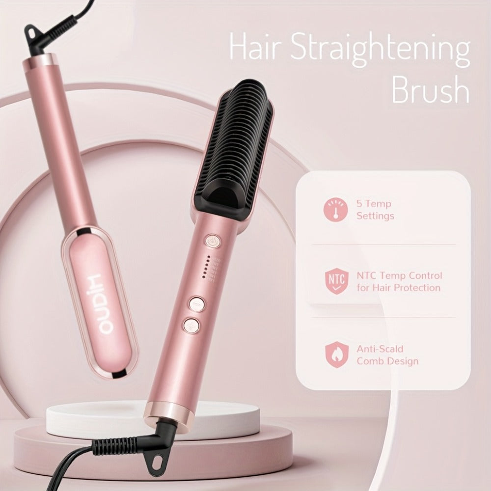 Hair Straightener & Curling Iron Set for Women, Flat Iron Straightening Brush, Anti-Scald, Precise Temperature Control — imag