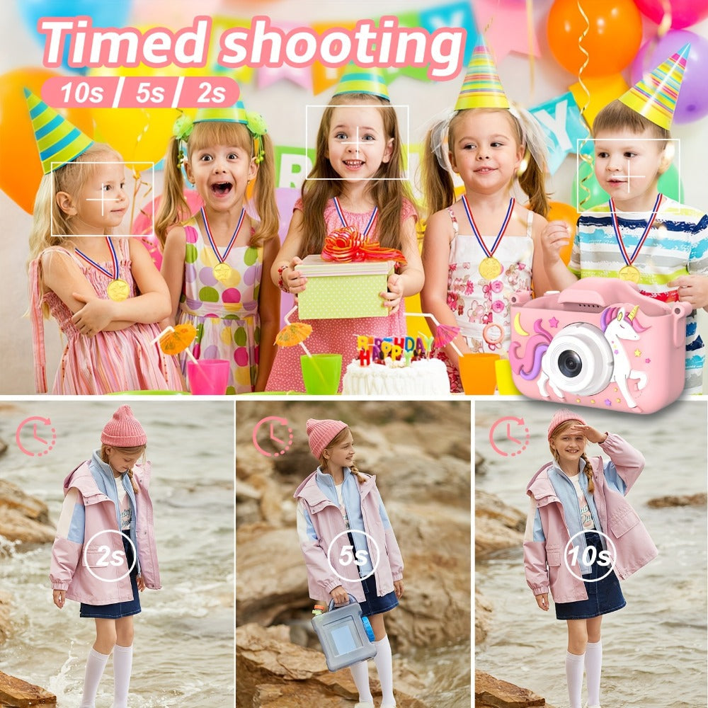 Kids Digital Camera with Rear Screen, Cartoon Unicorn or Dinosaur Shell and Pink, Purple, Blue or Green Options — image 7