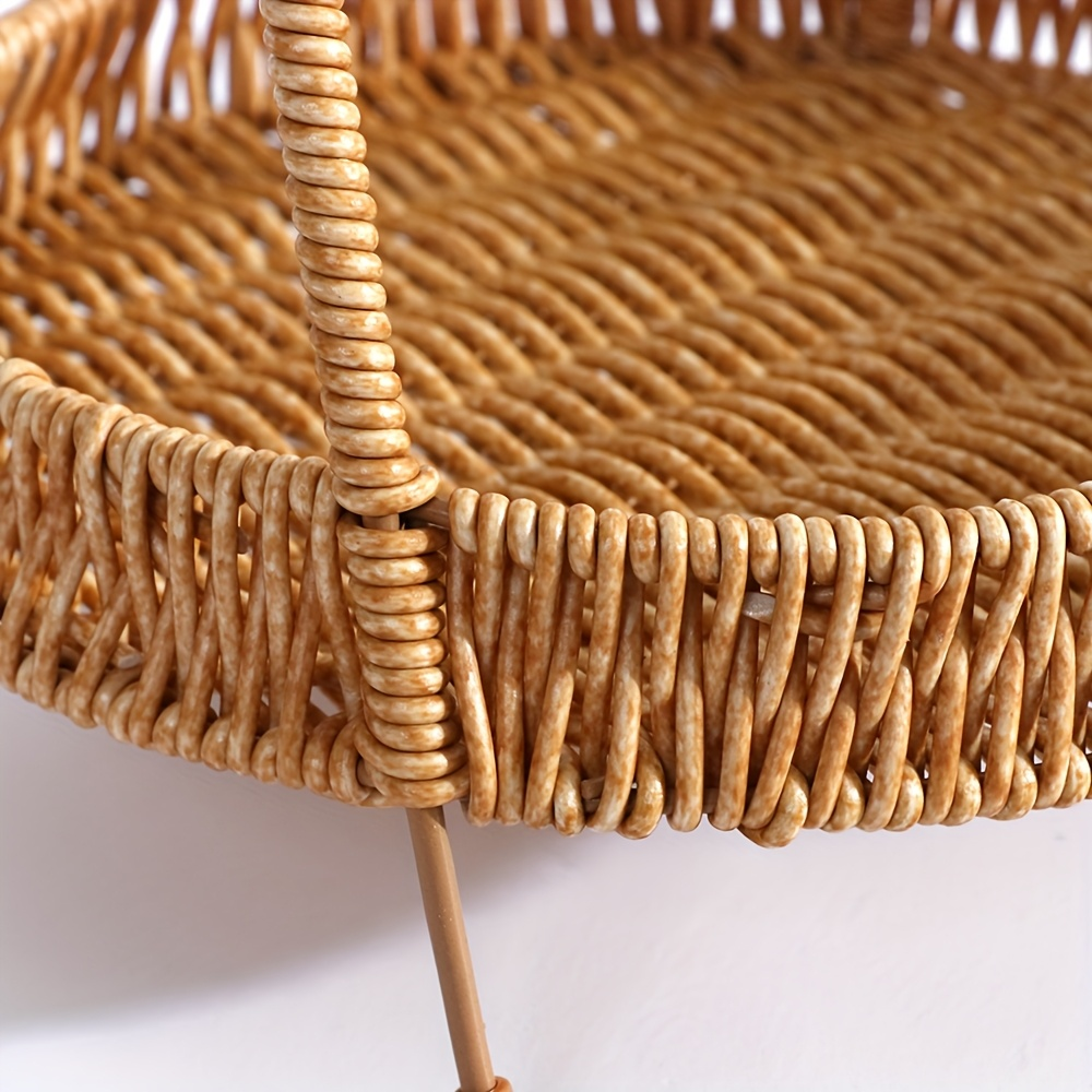 Wire Frame Storage Basket with Imitation Rattan Weave and Iron Structure, 8.66 x 7.87 x 7.87 Inch — image 6