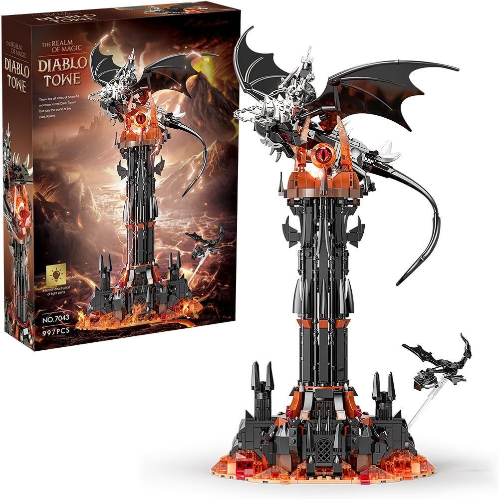 Dragon Castle Building Set Black Dragon Guardian Tower, Dark Fantasy Assembly Model Kit for Adults & Teens — image 3