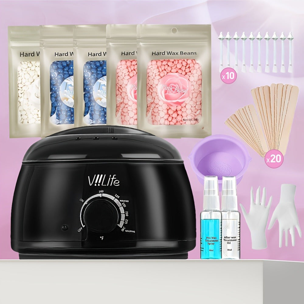 Wax Warmer Hair Removal Kit, 46-Piece Home Waxing Set with 5 Bags Wax Beans, Full Body Hair Removal — image 1
