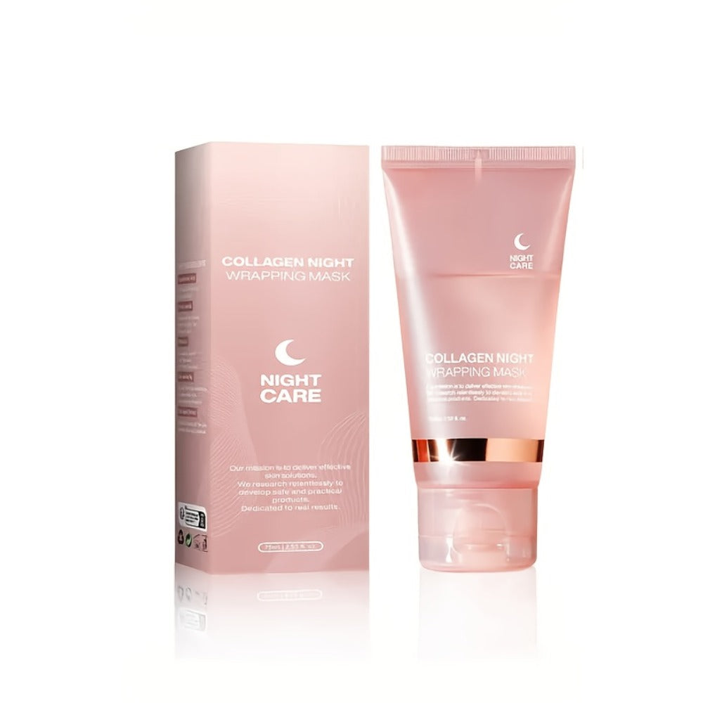 Collagen Night Wrap Mask with Jelly Brush 3pcs Hyaluronic Acid Deeply Moisturizing Nourishing Overnight Glossy Sleeping Mask 