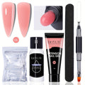 Builder Gel Nail Extension Kit – Quick Build UV LED Acrylic Gel in White Nude Pink Crystal for Nail Construction Overlay Scul