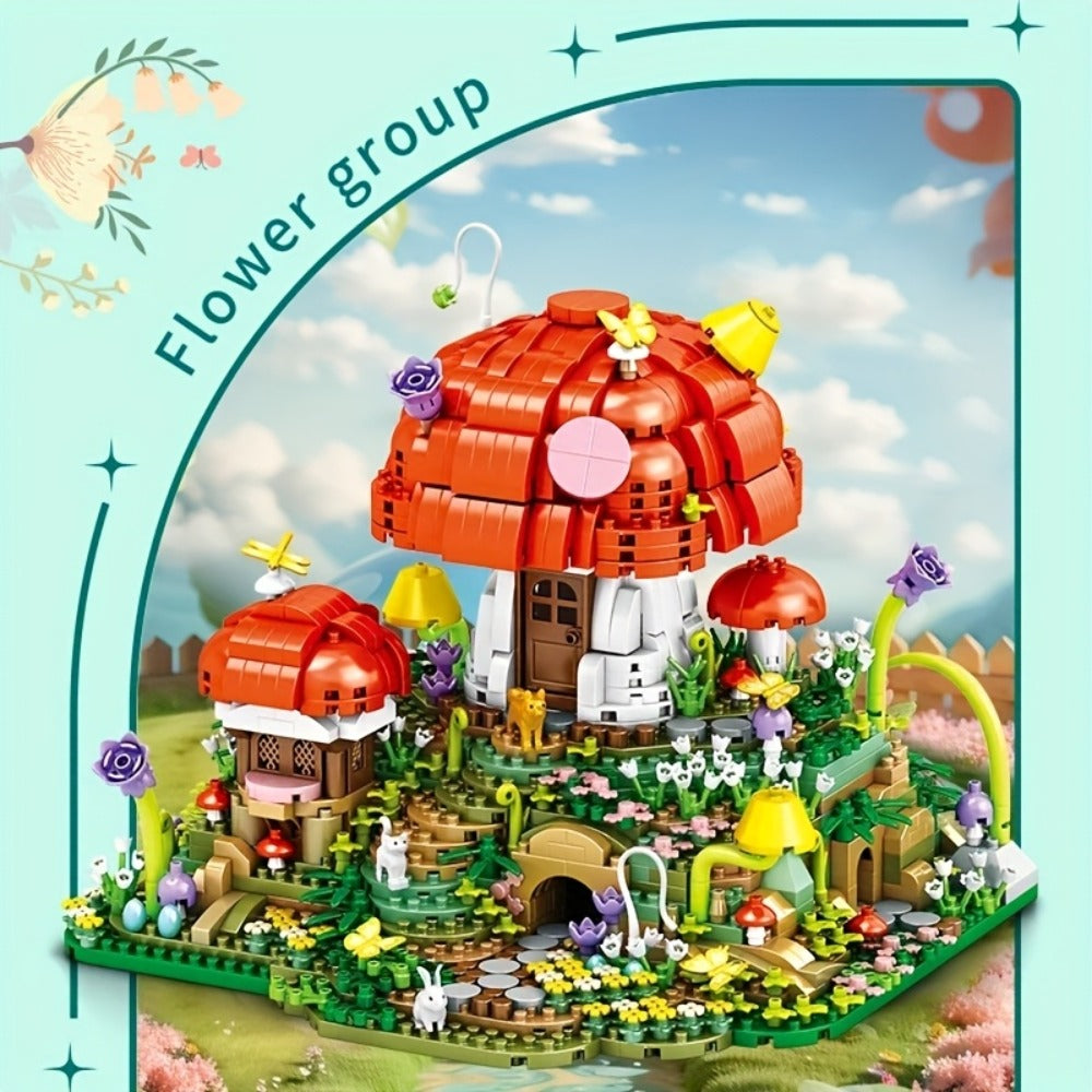 Fairy Mushroom House Building Blocks Set 2000+ Pcs – Mythical Fantasy Miniature Architecture Model 663 Desktop Decoration Dis