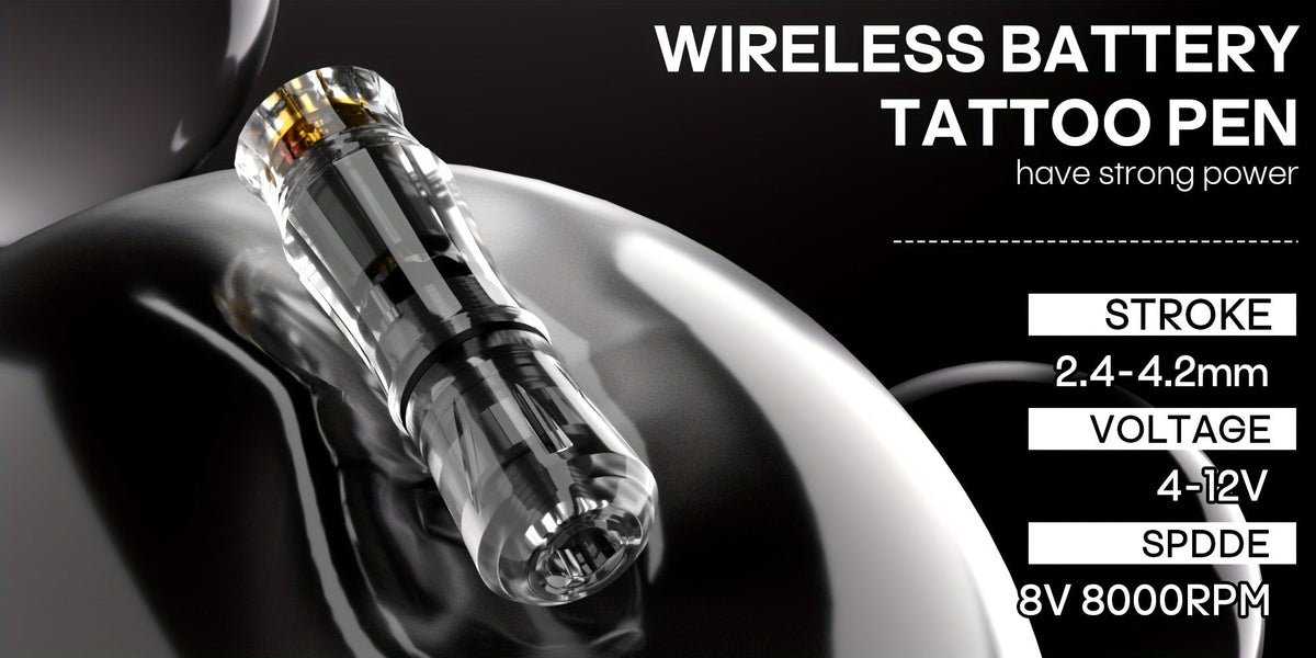 Tattoo Machine Kit POSEIDON PS090-161 Wireless Rotary Pen with 1400mAh Battery, Display, 10 Cartridges and 6 Inks — image 13