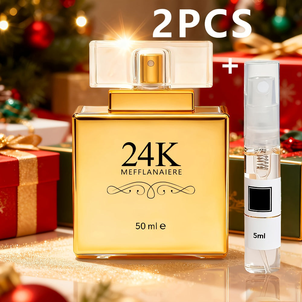 24K Gold Women's Eau de Toilette Perfume 1.69 oz Fresh Vanilla Scent - Luxurious Gold Bottle for Bath Time, Home Spa and Pers