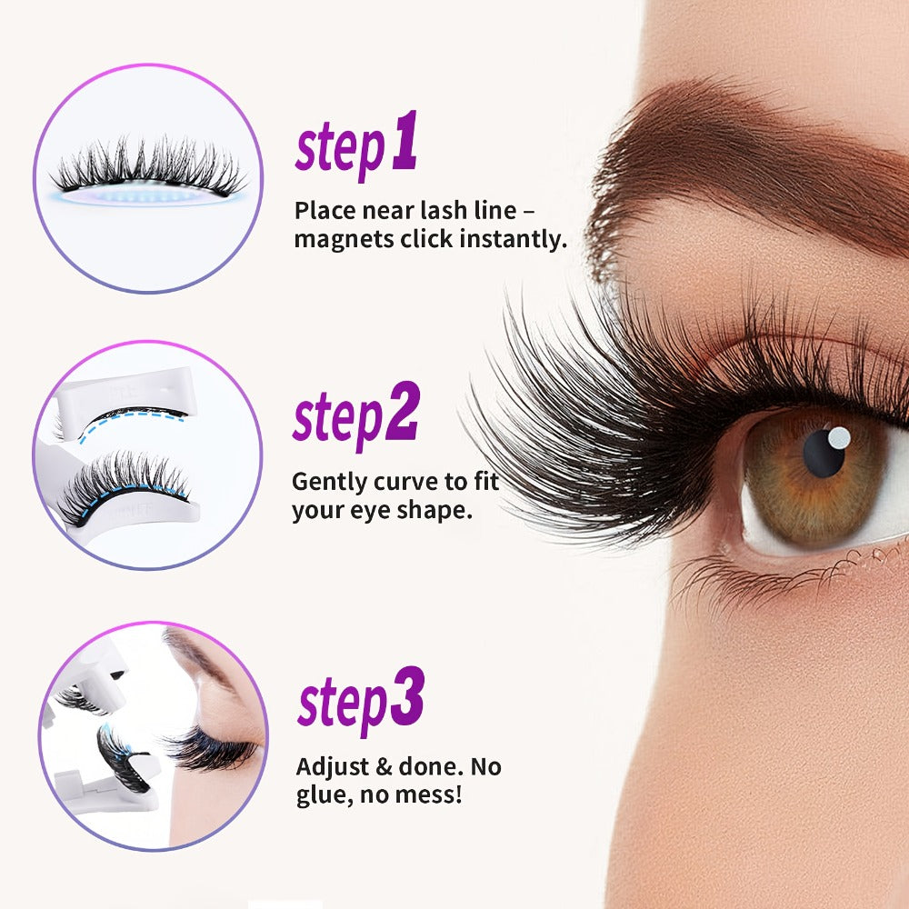 Waterproof 3D Magnetic Lashes 8Pcs Reusable Double Strip False Eyelashes Set with Clips & Glue – Natural Look for Women, Dail
