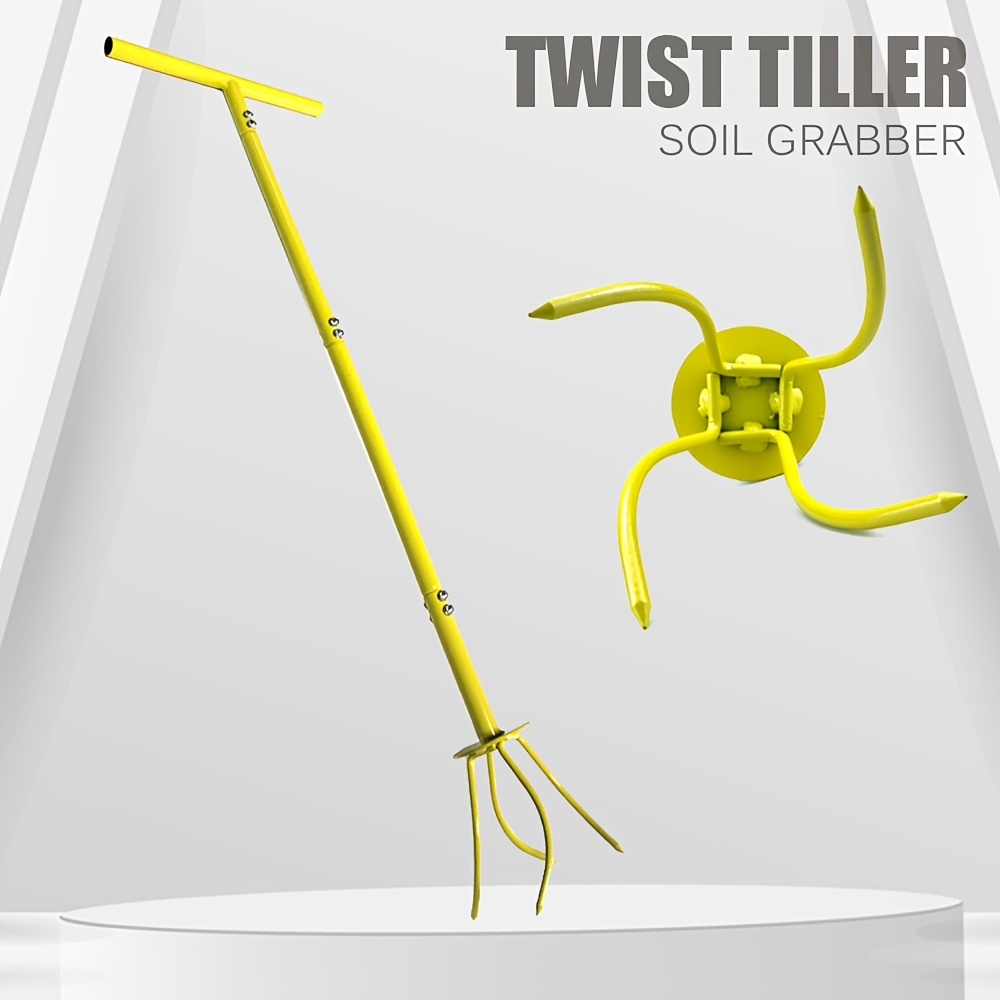Garden Cultivator Manual Soil Loosener & Scarifier, Heavy-Duty Detachable Ergonomic Handle, Multi-Function Tool for Lawn Aera