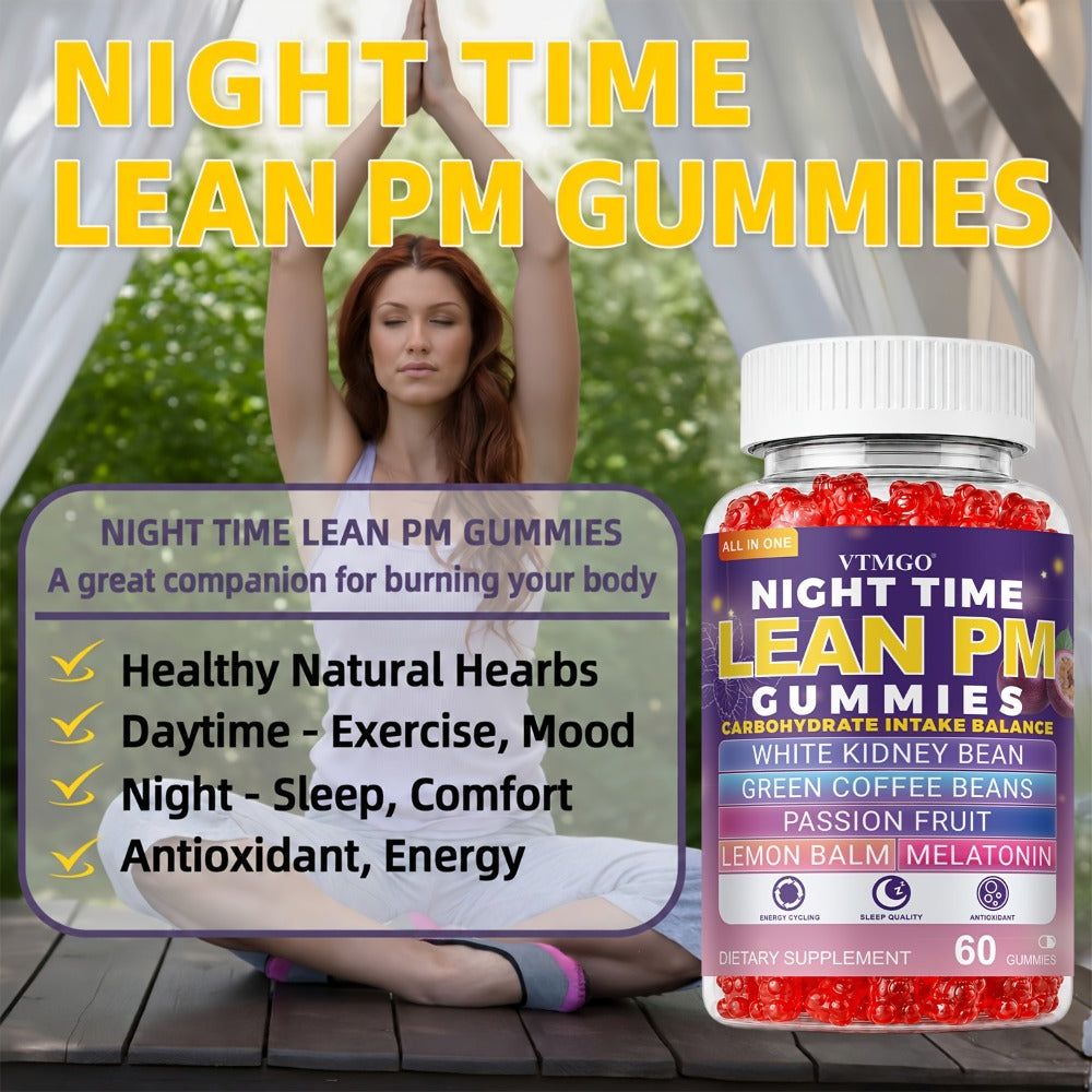 Sleep Gummies with Melatonin, Lemon Balm & Passionflower, Night Time Lean PM Formula, White Kidney Bean — image 8