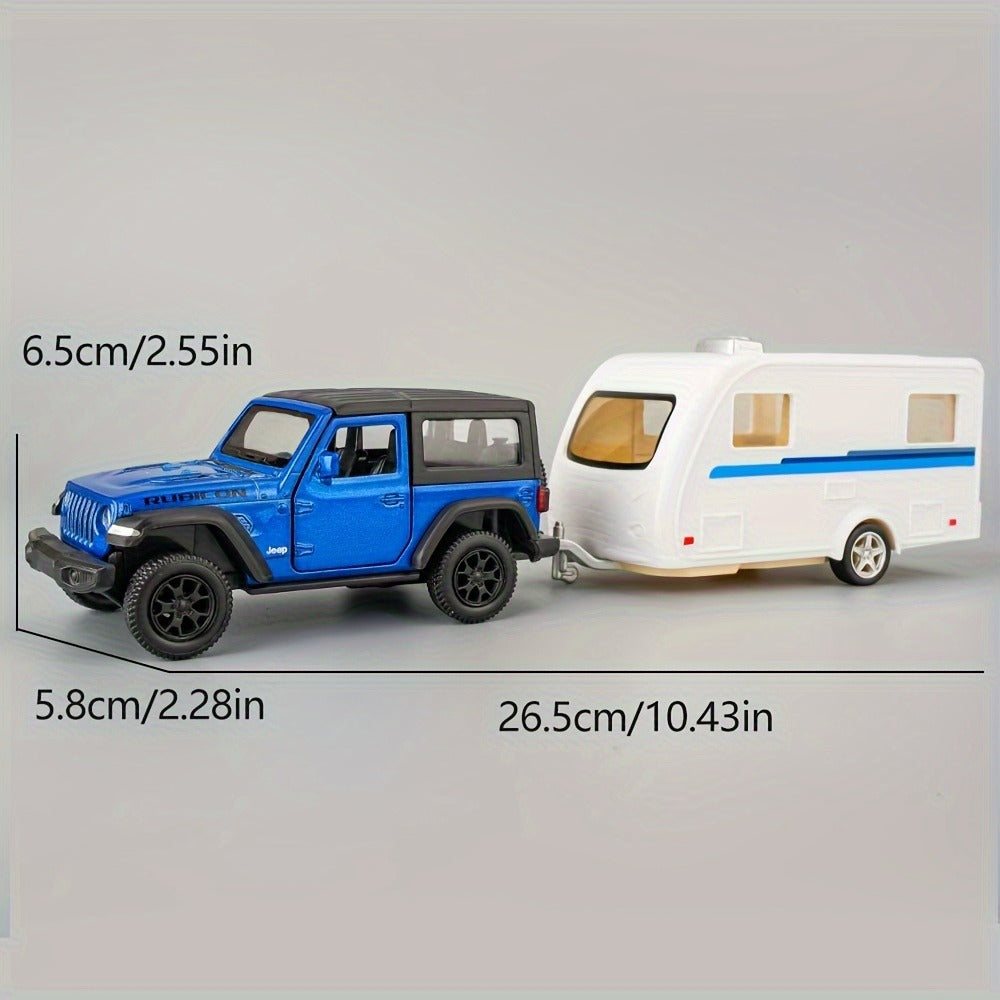 RMZCity 1:36 Scale Zinc Alloy Pull Back Car with Horse Trailer & Horse Vehicle, Openable Doors Diecast Toy Set for Kids & Adu