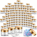 Wide Mouth Plastic Jars with Lids 2oz 100 Pack Clear Cosmetic Containers with Golden Flip Top Lid for Lotion Cream Body Butte