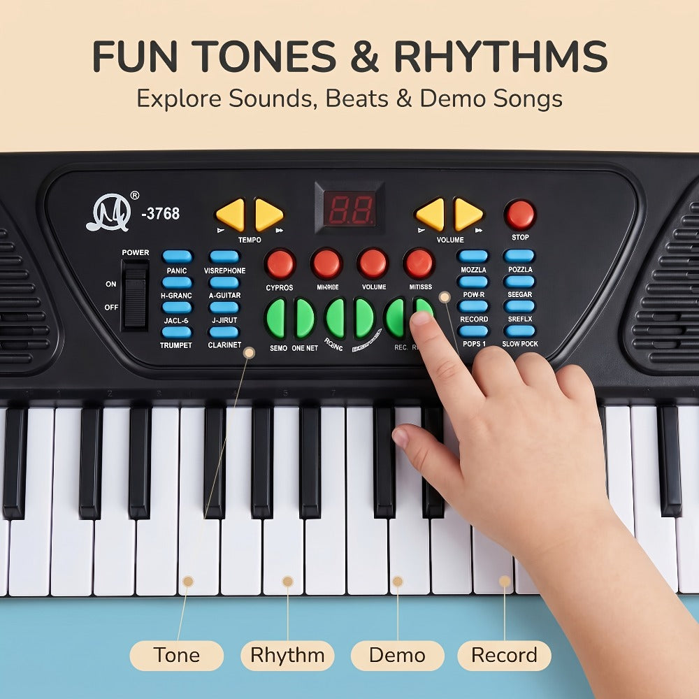 Kids Electronic Keyboard with Microphone, Black, Music Learning Toy for Boys & Girls, Sing-Along Piano Instrument — image 6
