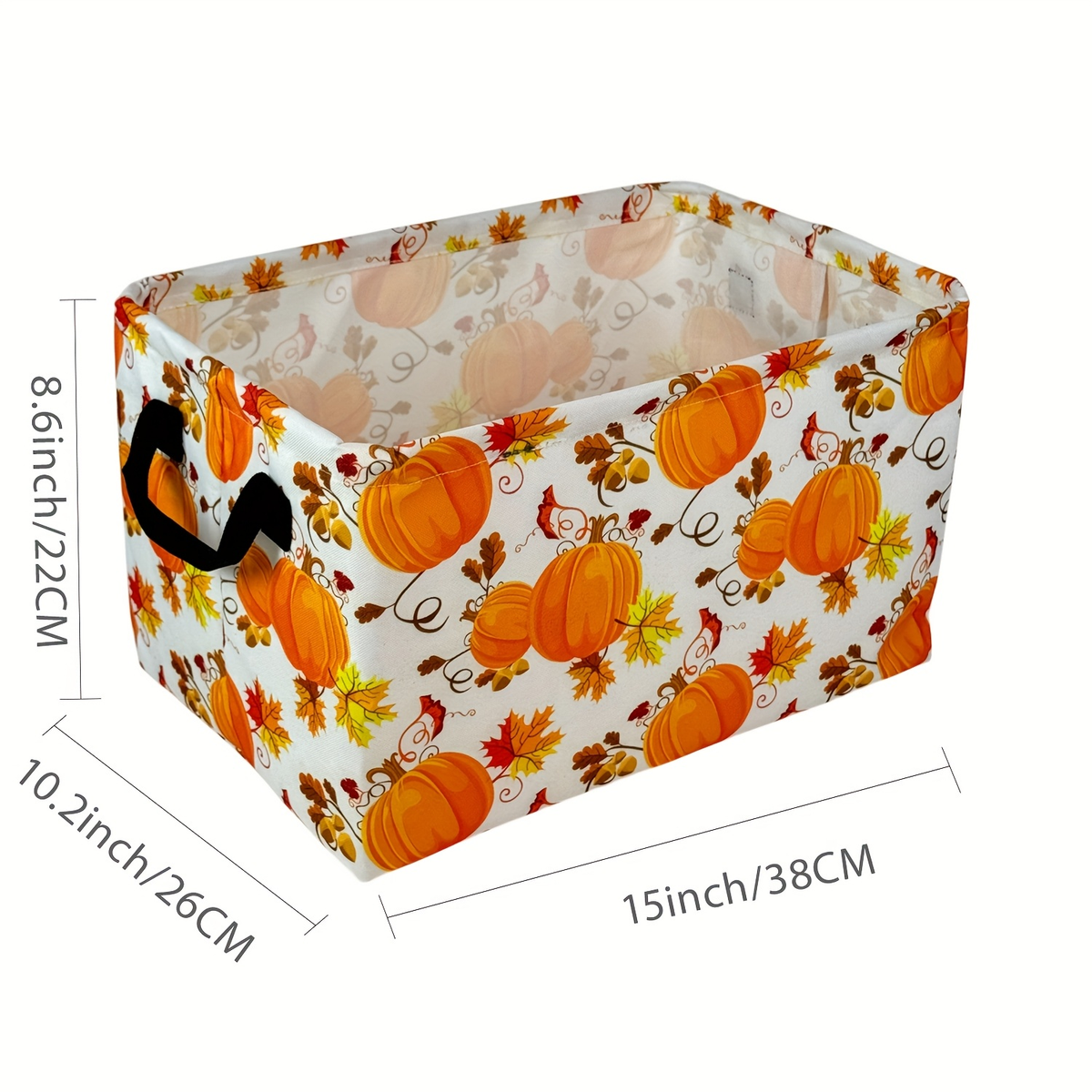 Soft Open-Top Printed Storage Bin with Side Handles and Cat, Dog, Pumpkin, Duck or Dachshund Designs — image 7