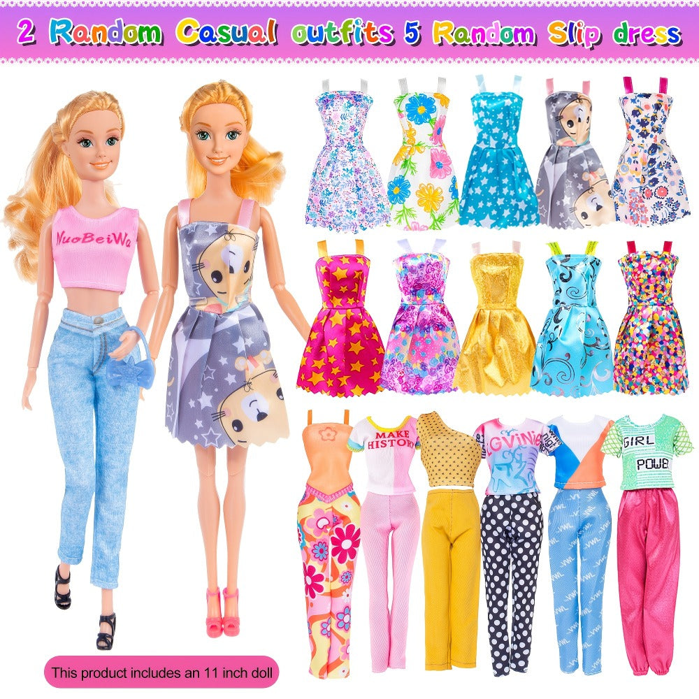 Doll Closet Playset 108 Piece with 11.5 Inch Fashion Doll Purple Wardrobe Wedding Gowns Shoes Handbags Crowns & Accessories —