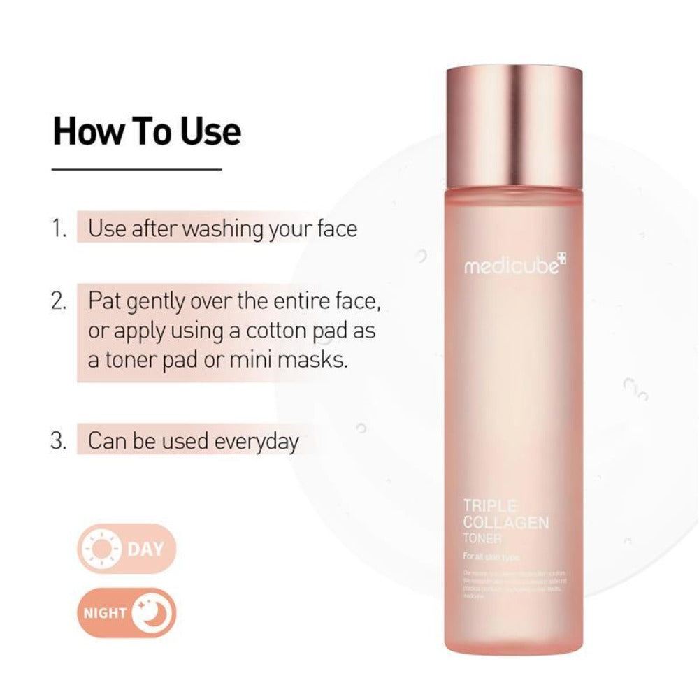Collagen Face Toner 140ml Triple Collagen Deep Hydration Plumping Toner with Hyaluronic Acid for Bath Time, Home Spa and Pers