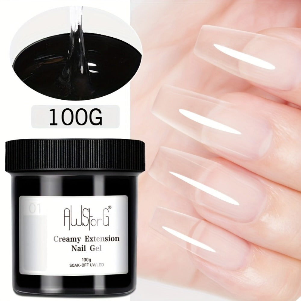 Clear Nail Extension Builder Gel Kit, Three 100g Containers for UV LED Manicure Length and Structure — image 5