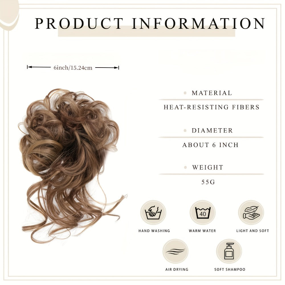 Hair Extensions Curly-Wavy 6-Inch Synthetic Messy Bun with Claw Clip and Seven Color Codes — image 7