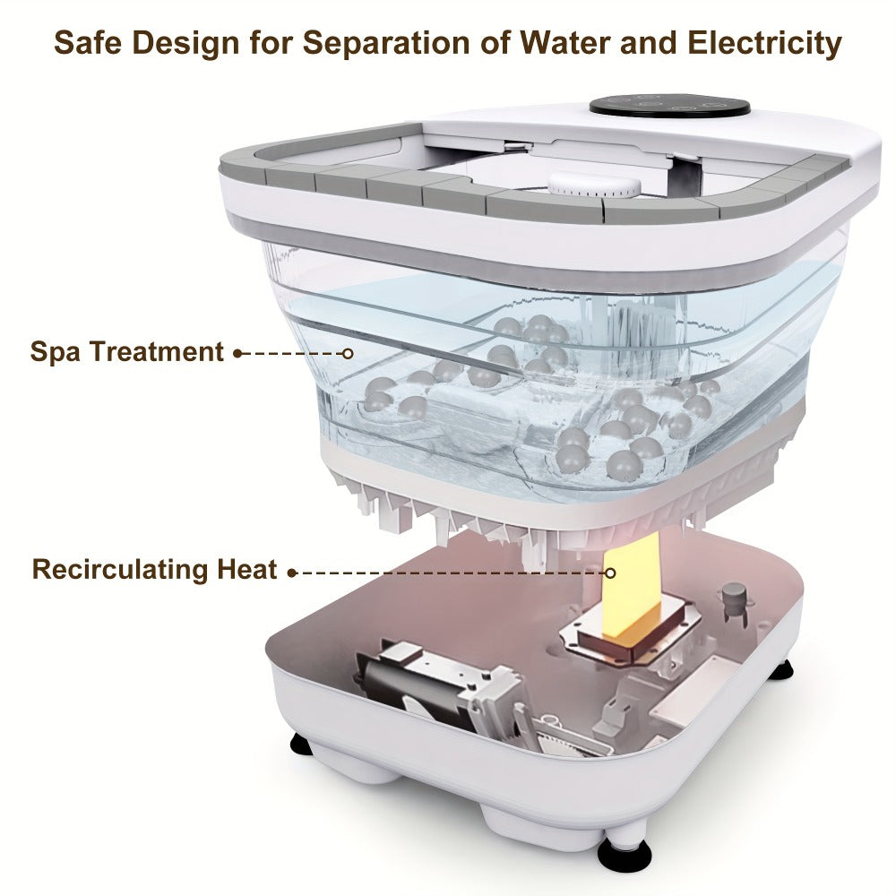 Foldable Foot Spa Bath with 20 Massage Rollers, Touchscreen Temperature Display, Remote Control & Shower — image 9