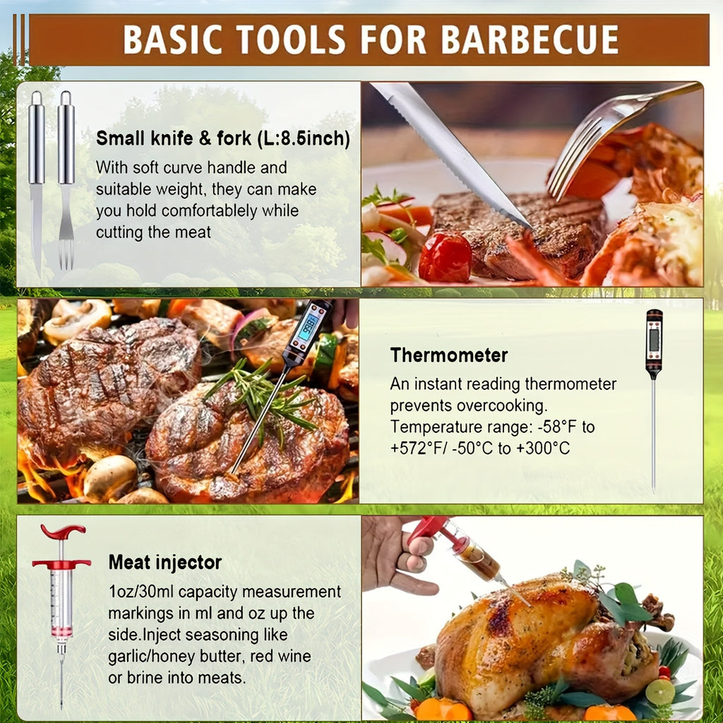 Thirty-Five-Piece BBQ Grill Tool Kit with Thermometer, Two Grill Mats, Heat Glove and Carry Case — image 2