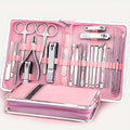 Manicure Pedicure Set 26pcs Pink Stainless Steel – Precision Nail Clippers Cuticle Nipper & Dead Skin Scissors 45° Blade Prof