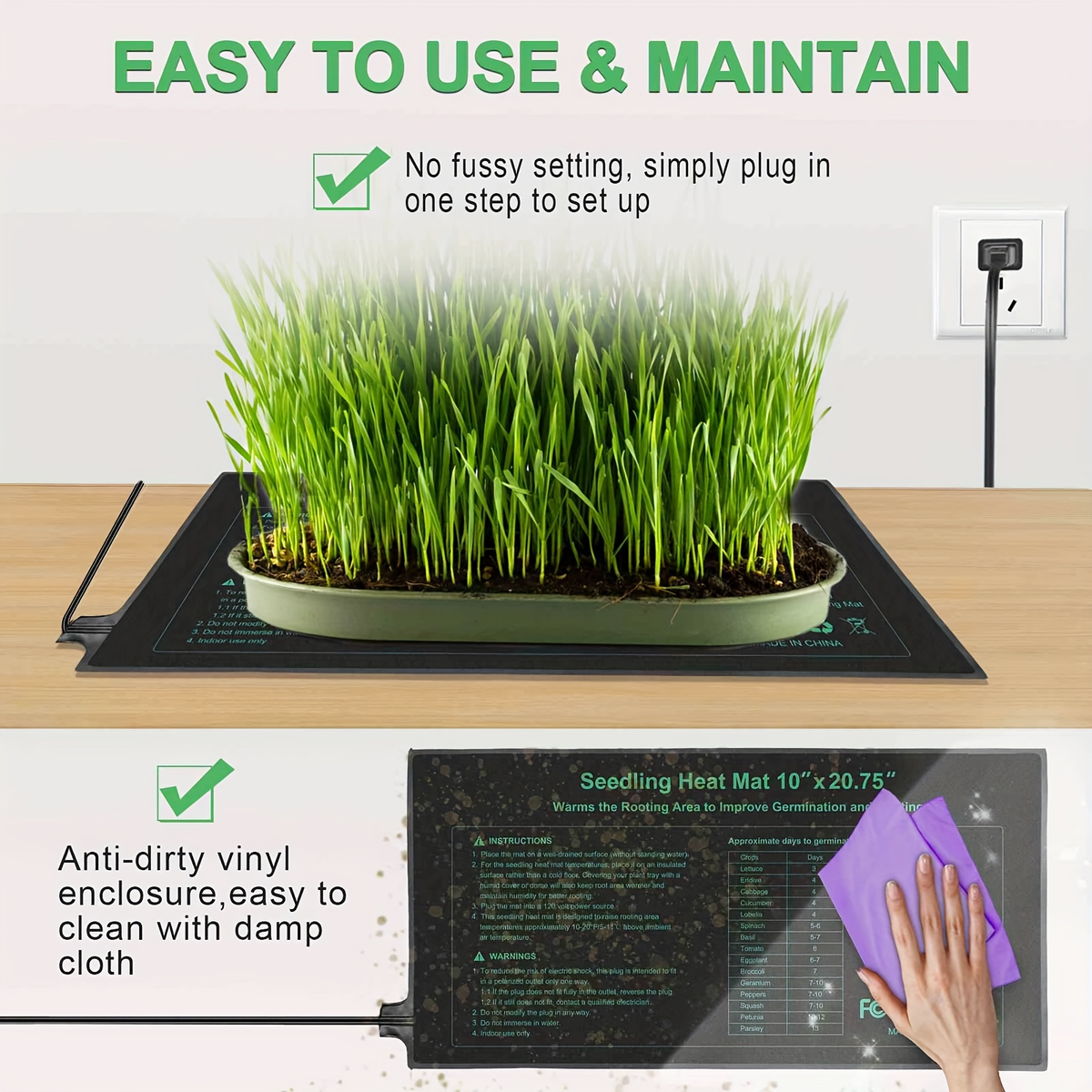 Seedling Heat Mat MET, Uniform Heating for Germination Indoor Gardening Greenhouse, Hydroponic Seed Starting Warming Pad M & 