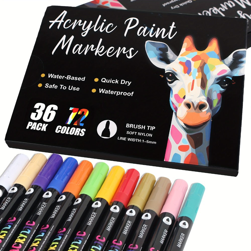 Double-Ended Acrylic Paint Pen Set with Brush and Fine Tips in 48- or 72-Piece Checkout Options — image 3