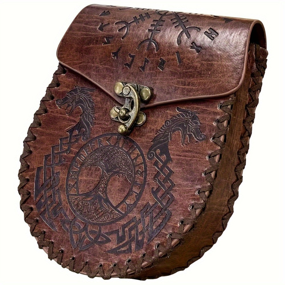 Costume Accessories Faux Leather Medieval Belt Pouch with Five Embossed Design Options in Brown or Black — image 10