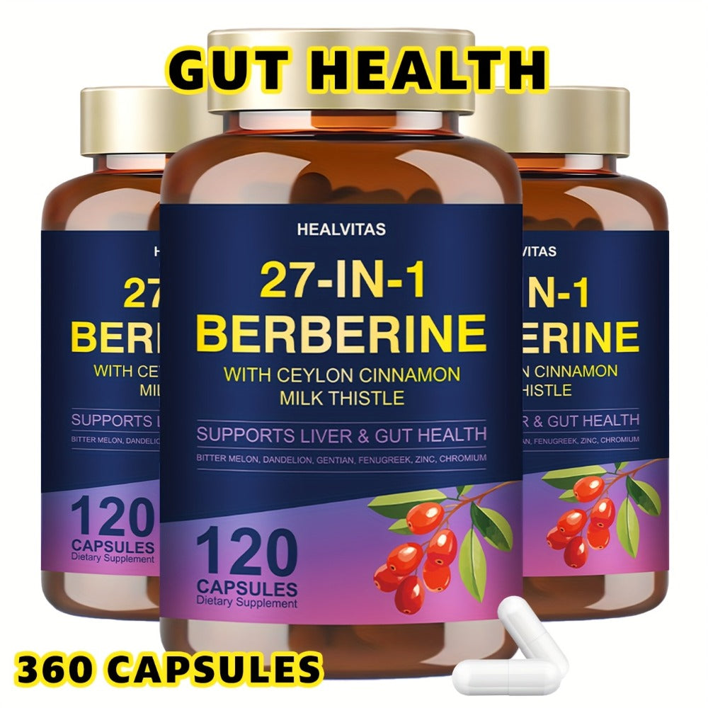 Herbal Supplements with HEALVITAS Label, 27-in-1 Berberine Formula Capsules, 120 or 360 Count — image 2