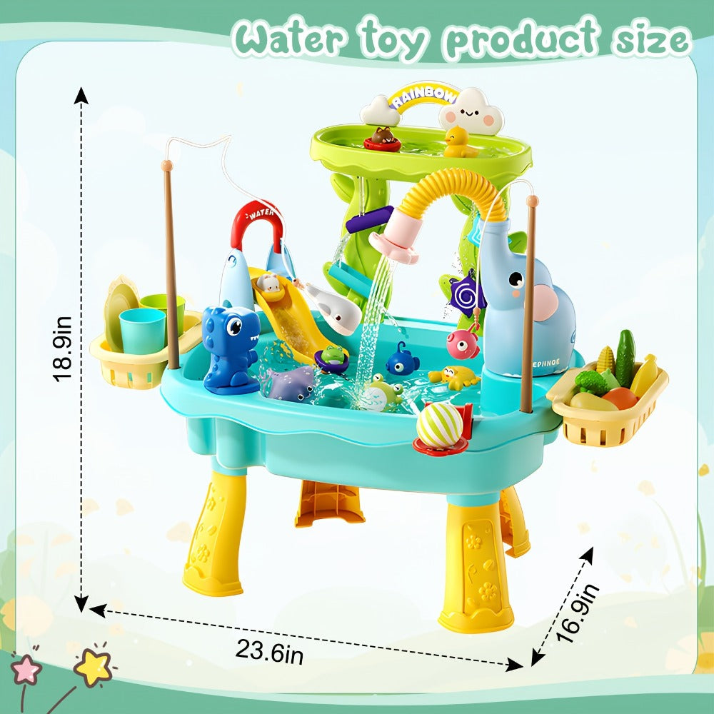 Kids Water Table Toy with Electric Pump & Faucet for Toddlers - Play Sink with Food Accessories & Fishing Toy — image 4