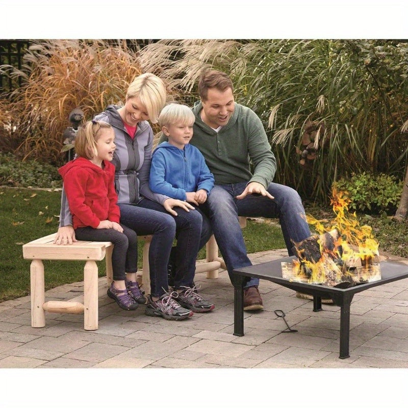 Curved Backless Softwood Outdoor Bench with Slatted Log-Style Seat in Brown or Natural-Look Finish — image 4