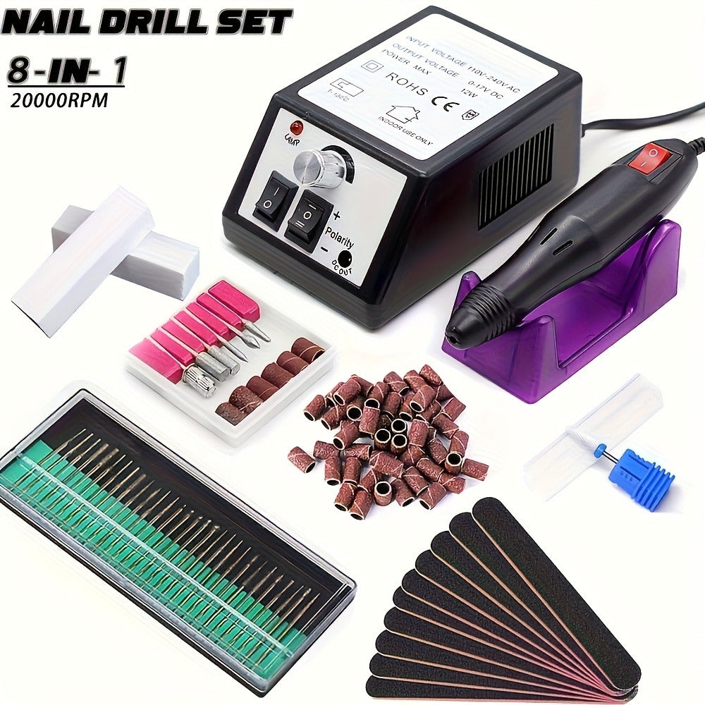 Electric Nail Drill 20000 RPM Console Kit with 6 Bits, 50 Sanding Bands and Standard or 8-in-1 Options — image 12