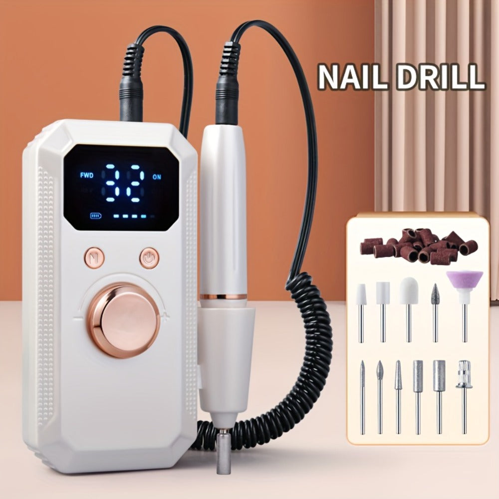 Electric Nail Drill Rechargeable Kit with Display, 11 Grinding Heads, 20 Sanding Rings and Three Colors — image 8