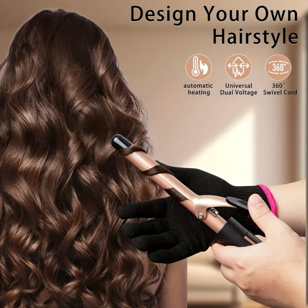 Ceramic Curling Iron Set 5-in-1 with Interchangeable Barrels & Heat Brush, Professional Hair Curler Wand Styling Kit for Wave