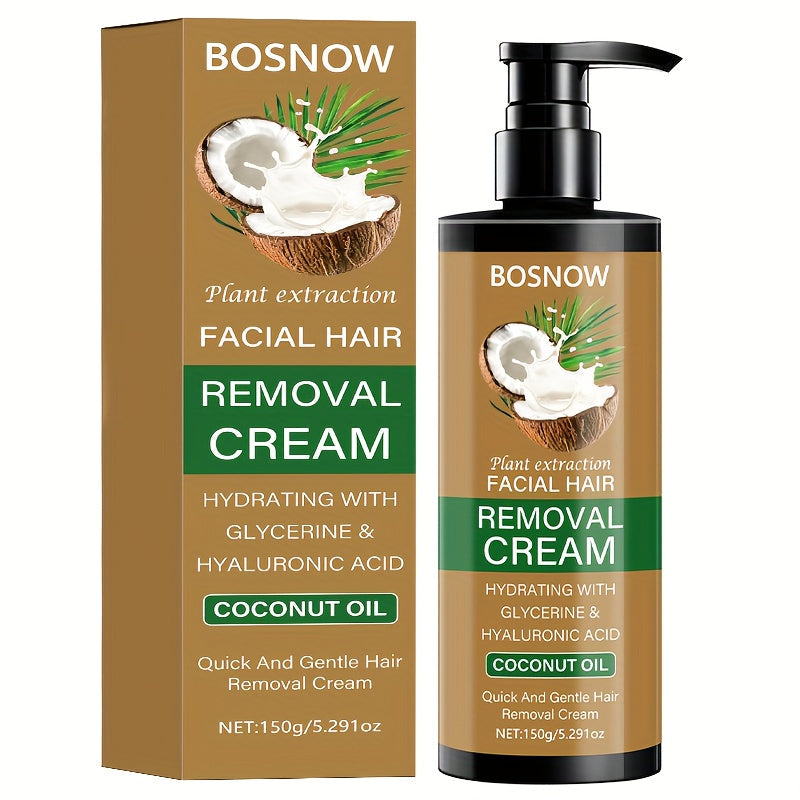 Hair Removal Cream BOSNOW 150g Coconut Oil Pump Bottle with Carton for External Body Grooming — image 12