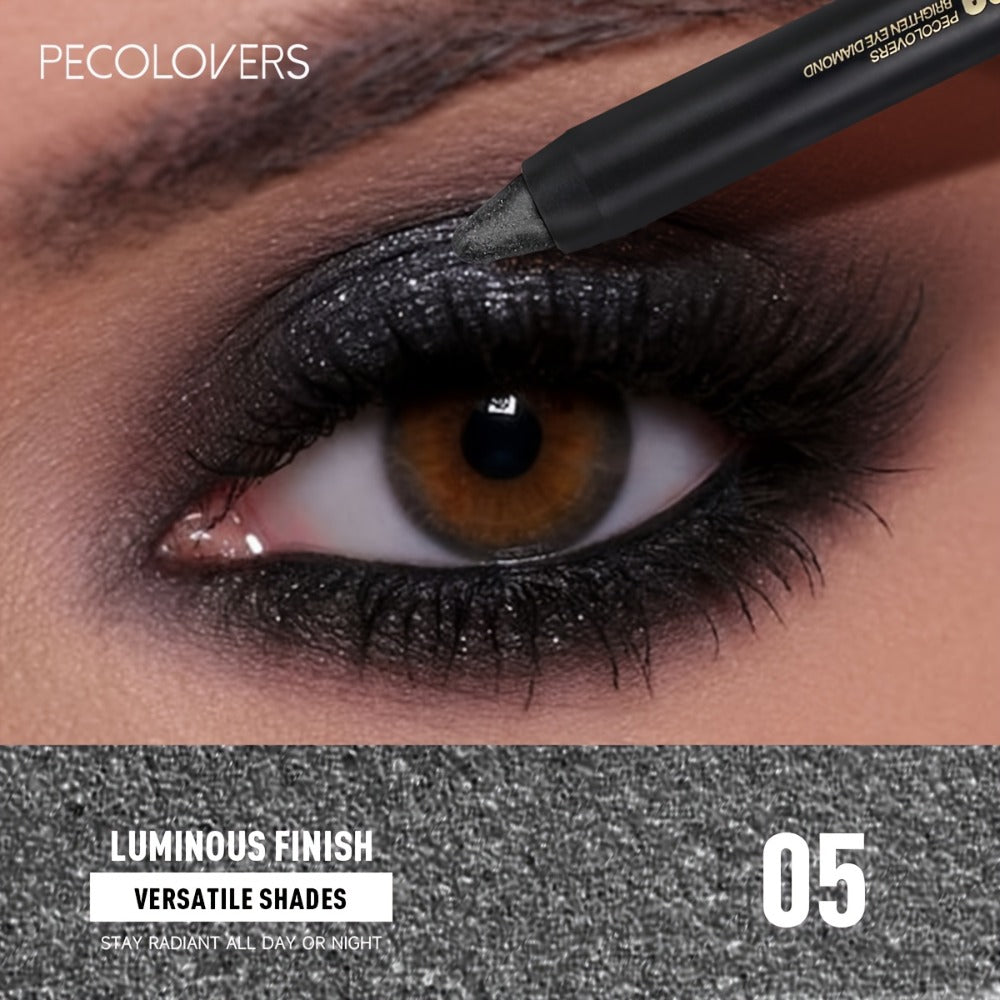 Shimmer Glitter Eyeshadow Stick Set 6 Pcs Dual-Tipped Eye Pencil with Blending Brush Creamy, for Makeup, Travel and Everyday 