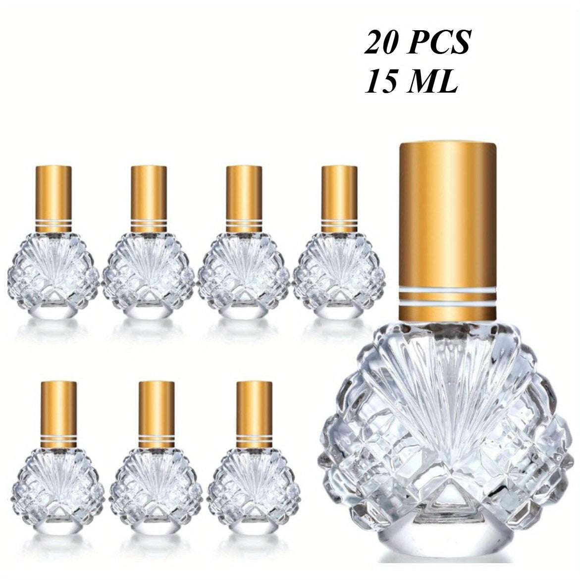 Glass Perfume Atomizer Bottles 15ml 20 Pack Gold Refillable Fine Mist Spray Travel Fragrance Bottles with 5 Funnels and 5 Pip