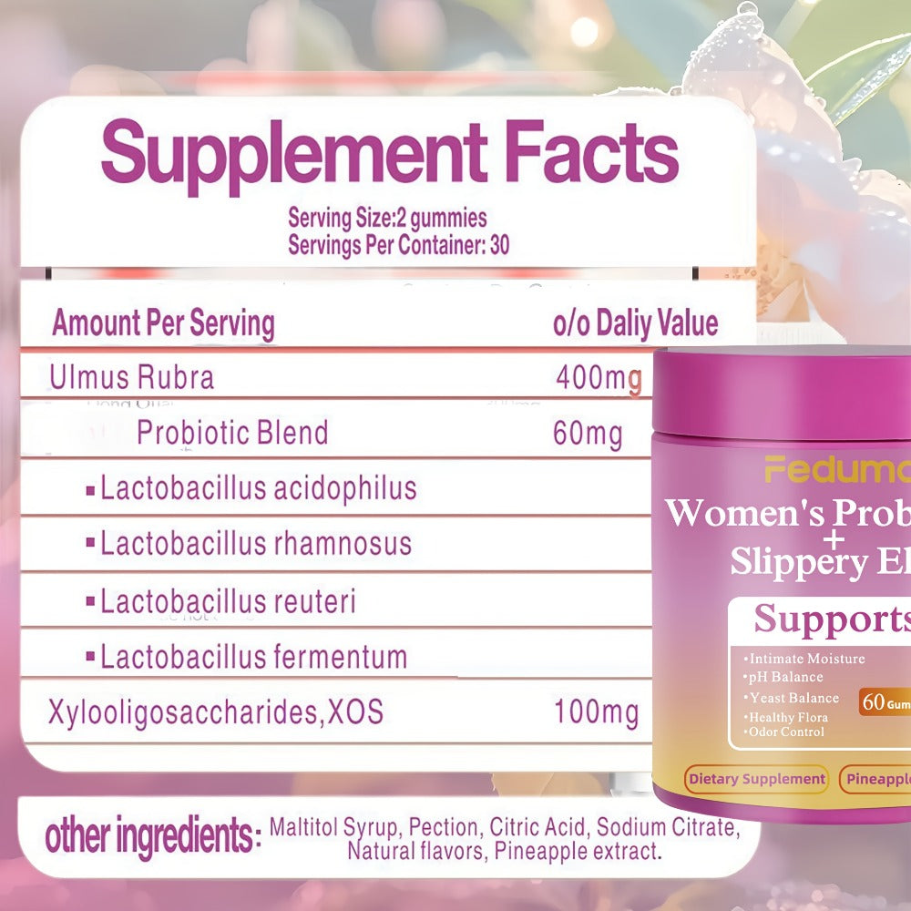 Women's Probiotic Gummies with Slippery Elm for Intimate Moisture Odor Control Healthy Flora — image 4
