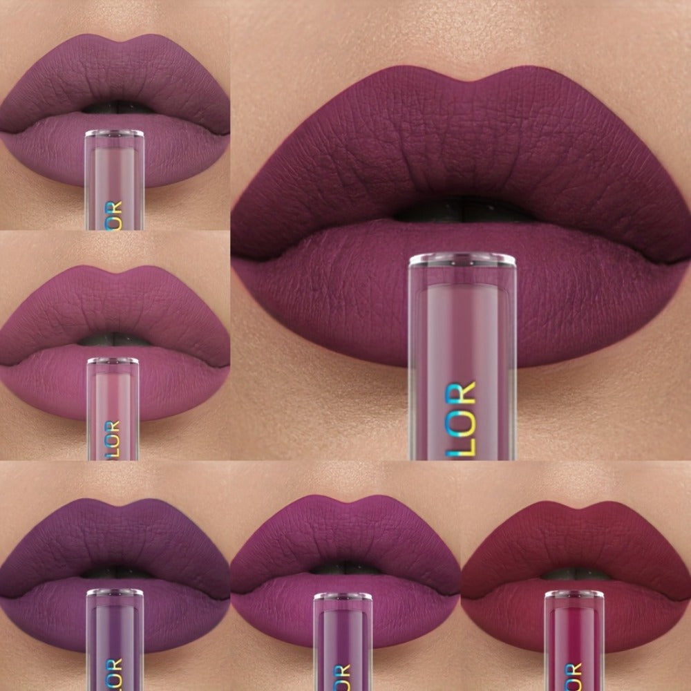 Matte Liquid Lipstick Set 6pcs Lip Glaze Non-Sticky Non-Drying Colorfast Velvet Finish, for Makeup, Travel and Everyday Vanit