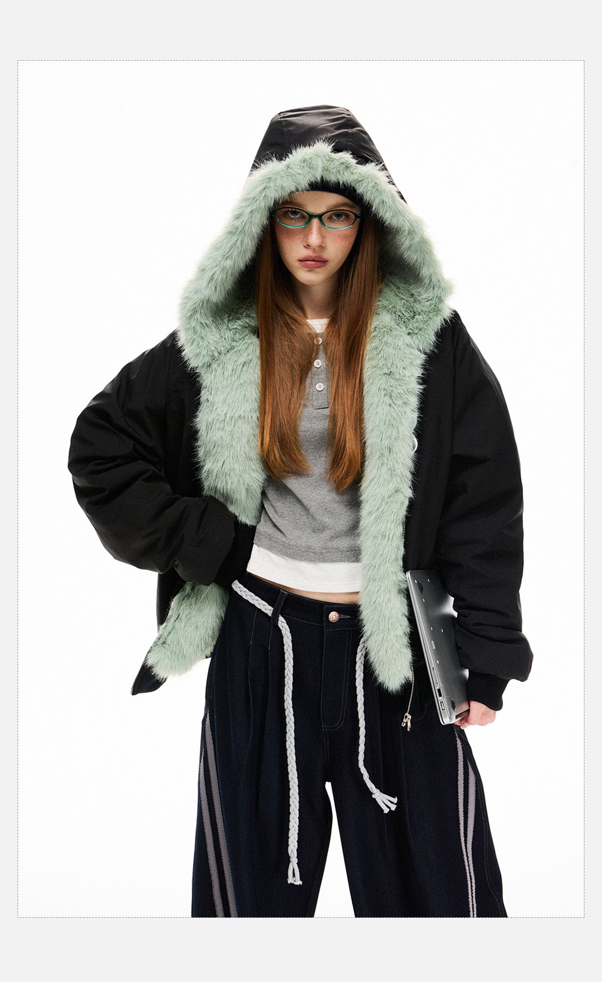 Loose Fleece-lined Warm Parka Cotton Jacket Top Coat For Women